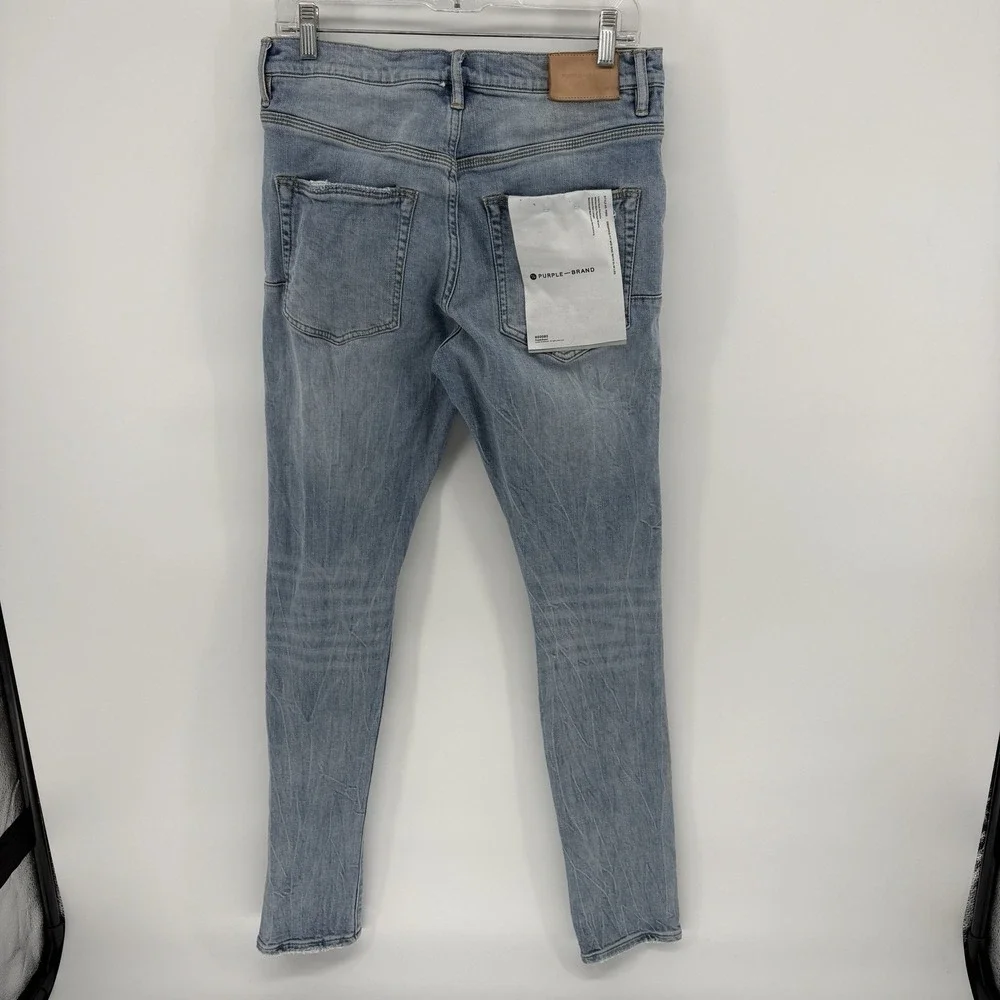 Purple Brand Jeans Men 30x33 Mid Indigo P002 Distressed Stretch Slim Fit Denim